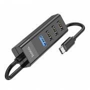 Хаб hoco HB25 Easy mix 4-in-1 converter (Type-C to USB3.0+USB2.0*3) - Black