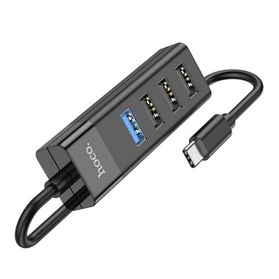 Хаб hoco HB25 Easy mix 4-in-1 converter (Type-C to USB3.0+USB2.0*3) - Black Хаб hoco HB25 Easy mix 4-in-1 converter (Type-C to USB3.0+USB2.0*3) - Black