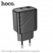 Сетевой адаптер Hoco CS23A Sunlight dual port PD30W+QC3.0 charger - Black