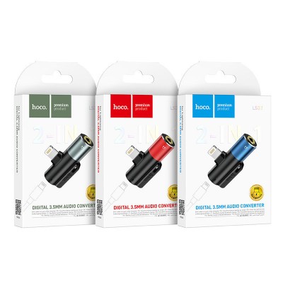 Переходник hoco  LS32 digital 3.5 audio converter for iP - Gray Переходник hoco  LS32 digital 3.5 audio converter for iP - Gray