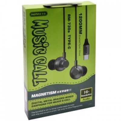 Наушники Remax Type-c Digital Braded metal wired earphone for music & Call RM-730A (With digital interface) - Tarnish Наушники Remax Type-c Digital Braded metal wired earphone for music & Call RM-730A (With digital interface) - Tarnish
