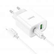 Зарядка Hoco C80A Plus Rapido PD20W+QC3.0 charger set(C to iP)(EU) - White
