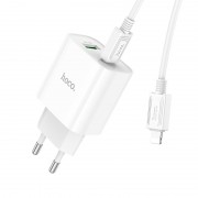 Зарядка Hoco C80A Plus Rapido PD20W+QC3.0 charger set(C to iP)(EU) - White
