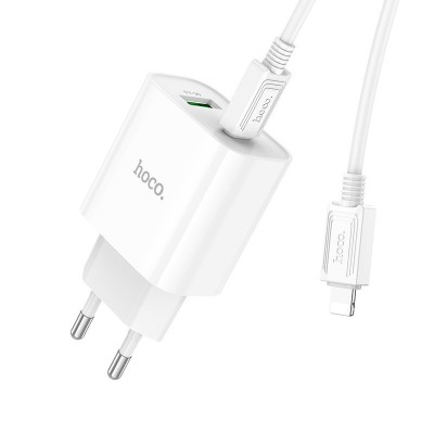 Зарядка Hoco C80A Plus Rapido PD20W+QC3.0 charger set(C to iP)(EU) - White Зарядка Hoco C80A Plus Rapido PD20W+QC3.0 charger set(C to iP)(EU) - White