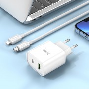 Зарядка Hoco C80A Plus Rapido PD20W+QC3.0 charger set(C to iP)(EU) - White