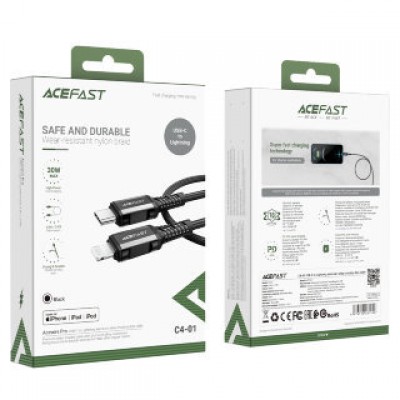 Кабель Acefast C4-01 Type-С to lighting aluminum alloy charging data cable(1.8m) - Black Кабель Acefast C4-01 Type-С to lighting aluminum alloy charging data cable(1.8m) - Black