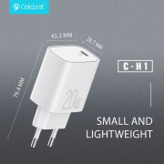 Зарядка Celebrat C-H1 EU Fast Charger (Type-c) PD20W - White