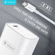 Зарядка Celebrat C-H1 EU Fast Charger (Type-c) PD20W - White