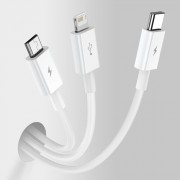 Кабель Baseus Superior Series Fast Charging Data Cable USB to M+L+C 3.5A 1.5m (CAMLTYS-02) - White