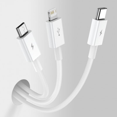 Кабель Baseus Superior Series Fast Charging Data Cable USB to M+L+C 3.5A 1.5m (CAMLTYS-02) - White Кабель Baseus Superior Series Fast Charging Data Cable USB to M+L+C 3.5A 1.5m (CAMLTYS-02) - White