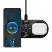Зарядное устройство Baseus Digital LED Display 2in1 Wireless Charger 20W Universal version Include USB For type-C 3A 1m - Black (WXSX010101)