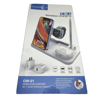 Беспроводная зарядка No Name OW-01 Smart Wireless Charger 4-in-1 - White Беспроводная зарядка No Name OW-01 Smart Wireless Charger 4-in-1 - White