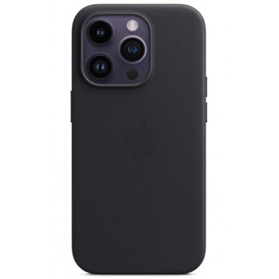 Чехол leather case magsafe for iPhone 14 Pro (6.1) - Black Чехол leather case magsafe for iPhone 14 Pro (6.1) - Black