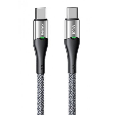 Кабель REMAX Intelyelec Series 100W Smart Power-off Fast Charging Data Cable With Light RC-C115 (T.C to T.C) 1.2m - Silver Кабель REMAX Intelyelec Series 100W Smart Power-off Fast Charging Data Cable With Light RC-C115 (T.C to T.C) 1.2m - Silver