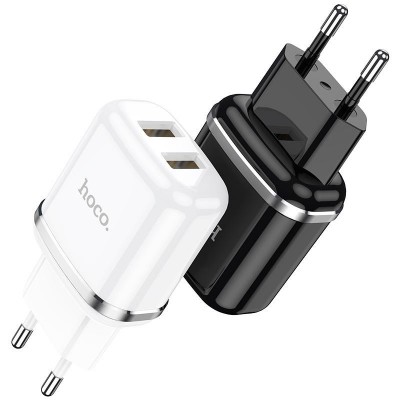 Сетевой адаптер hoco N4 Aspiring dual port charger (EU) - White Сетевой адаптер hoco N4 Aspiring dual port charger (EU) - White