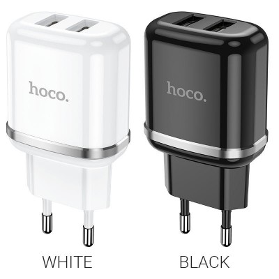 Сетевой адаптер hoco N4 Aspiring dual port charger (EU) - White Сетевой адаптер hoco N4 Aspiring dual port charger (EU) - White