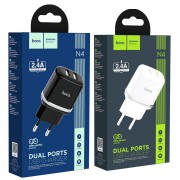 Сетевой адаптер hoco N4 Aspiring dual port charger (EU) - White