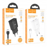 Зарядка hoco C88A Star round dual port charger set (Type-C) (EU) - Черный