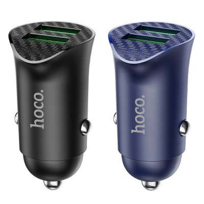 Автомобильное зарядное устройство hoco Z39 Farsighted dual port QC3.0 car charger - Black Автомобильное зарядное устройство hoco Z39 Farsighted dual port QC3.0 car charger - Black