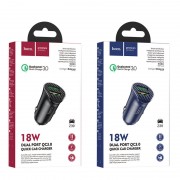 Автомобильное зарядное устройство hoco Z39 Farsighted dual port QC3.0 car charger - Black