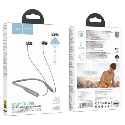 Наушники Hoco ES64 Easy Sound sports BT earphones - Grey Наушники Hoco ES64 Easy Sound sports BT earphones - Grey
