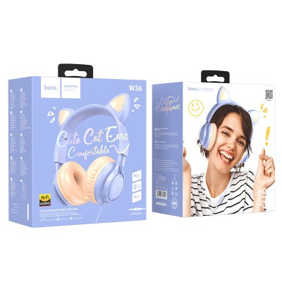 Наушники Hoco W36 Cat ear headphones with mic - Dream blue Наушники Hoco W36 Cat ear headphones with mic - Dream blue