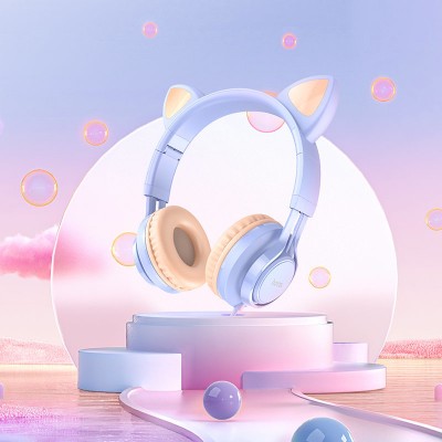 Наушники Hoco W36 Cat ear headphones with mic - Dream blue Наушники Hoco W36 Cat ear headphones with mic - Dream blue