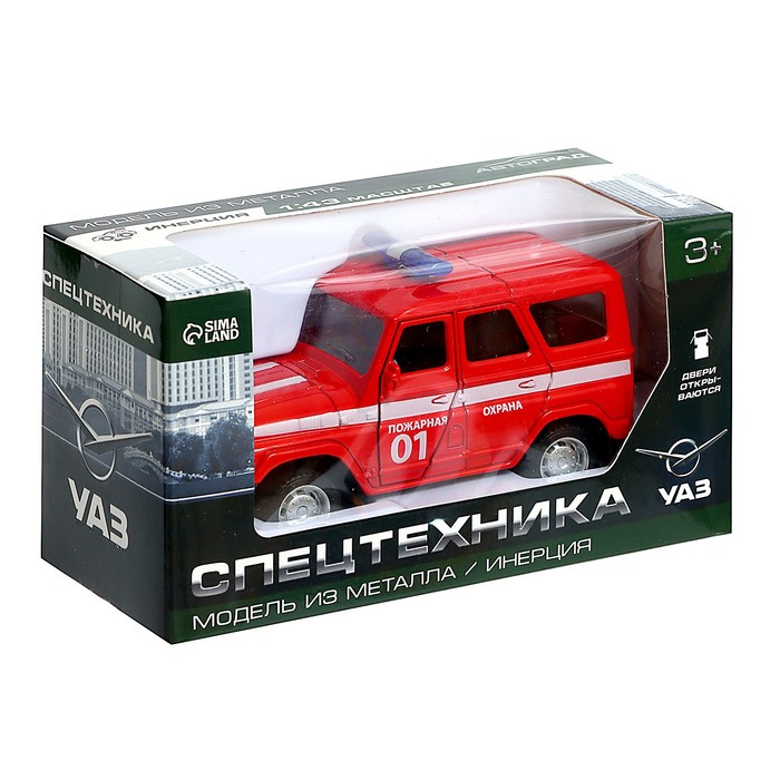 Машина металлическая УАЗ Hunter «Пожарная охрана», инерция, 1:43 Машина металлическая УАЗ Hunter «Пожарная охрана», инерция, 1:43