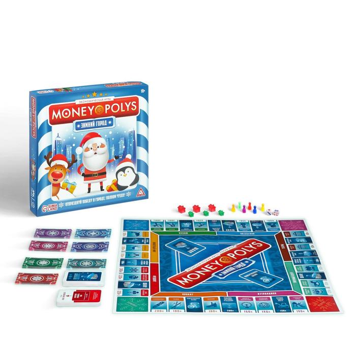Новогодняя настольная игра «Новый год: MONEY POLYS. Зимний город», 60 карт, 2 кубика, 6 фишек, 10+ Новогодняя настольная игра «Новый год: MONEY POLYS. Зимний город», 60 карт, 2 кубика, 6 фишек, 10+